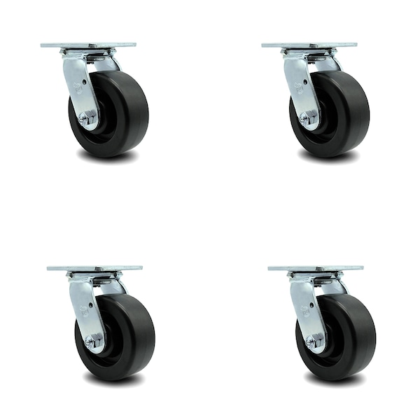 5 Inch Polyolefin Swivel Caster Set with Roller Bearing and Swivel Lock SCC
